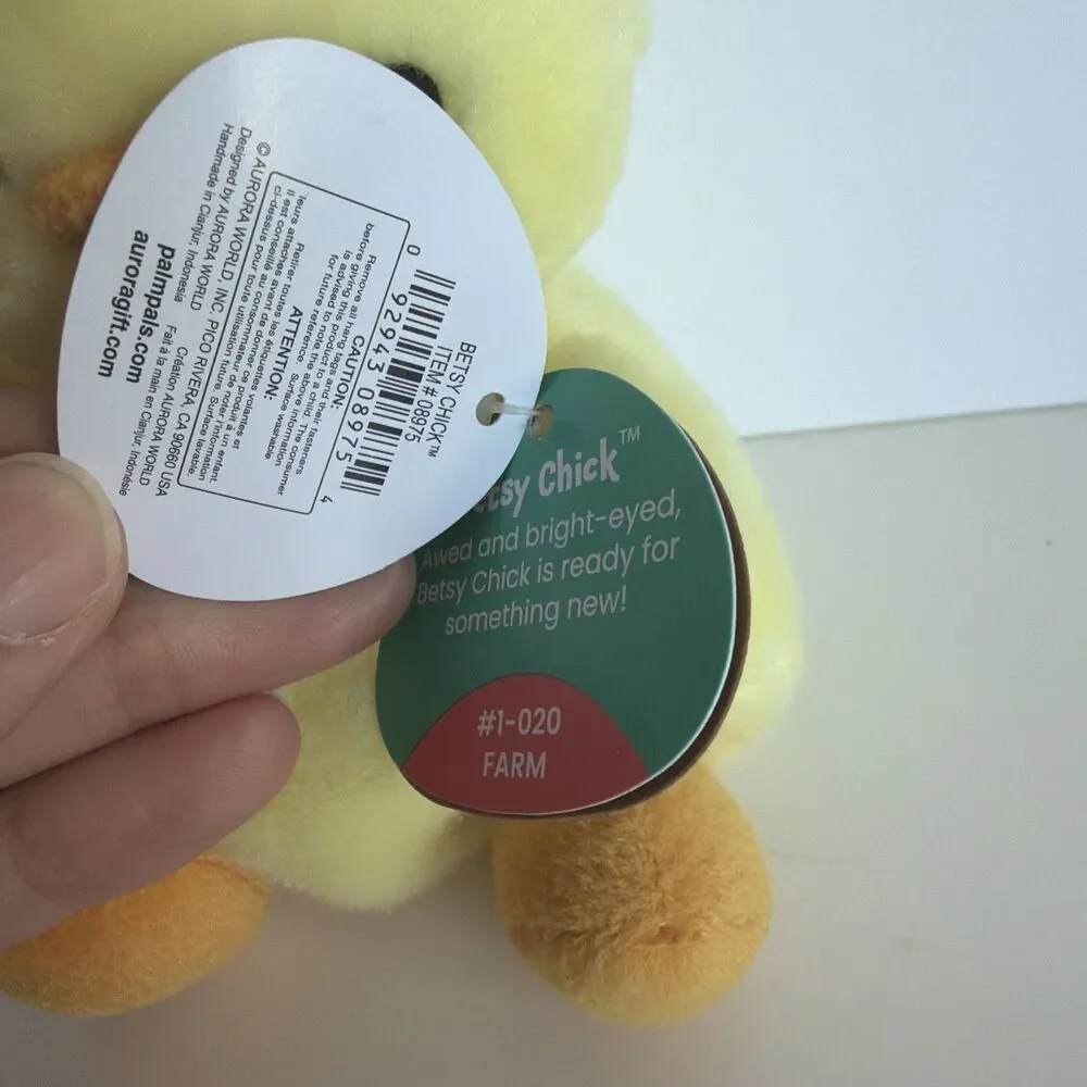 Aurora World Plush - Adorable Palm Pals - Betsy Chick - Farm Plush #1-020 - NWT